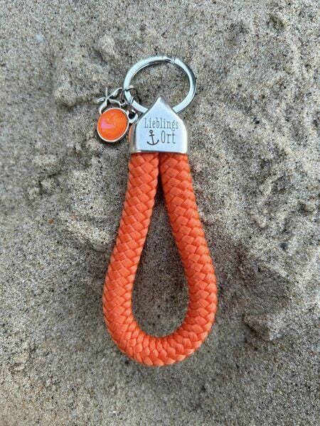 Ankerglücksherz-Anhänger Neon Orange Lieblingsort
