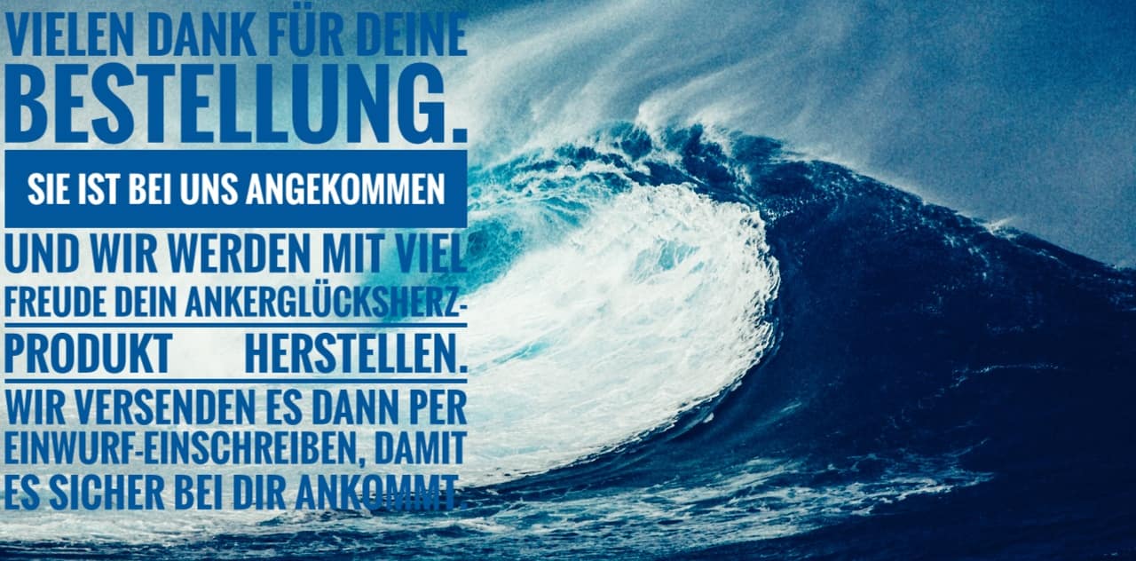 Thank You Seite. Danke für Deine Bestellung.