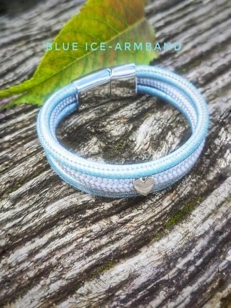 Ankerglücksherz-Armband Blue Ice Metallic